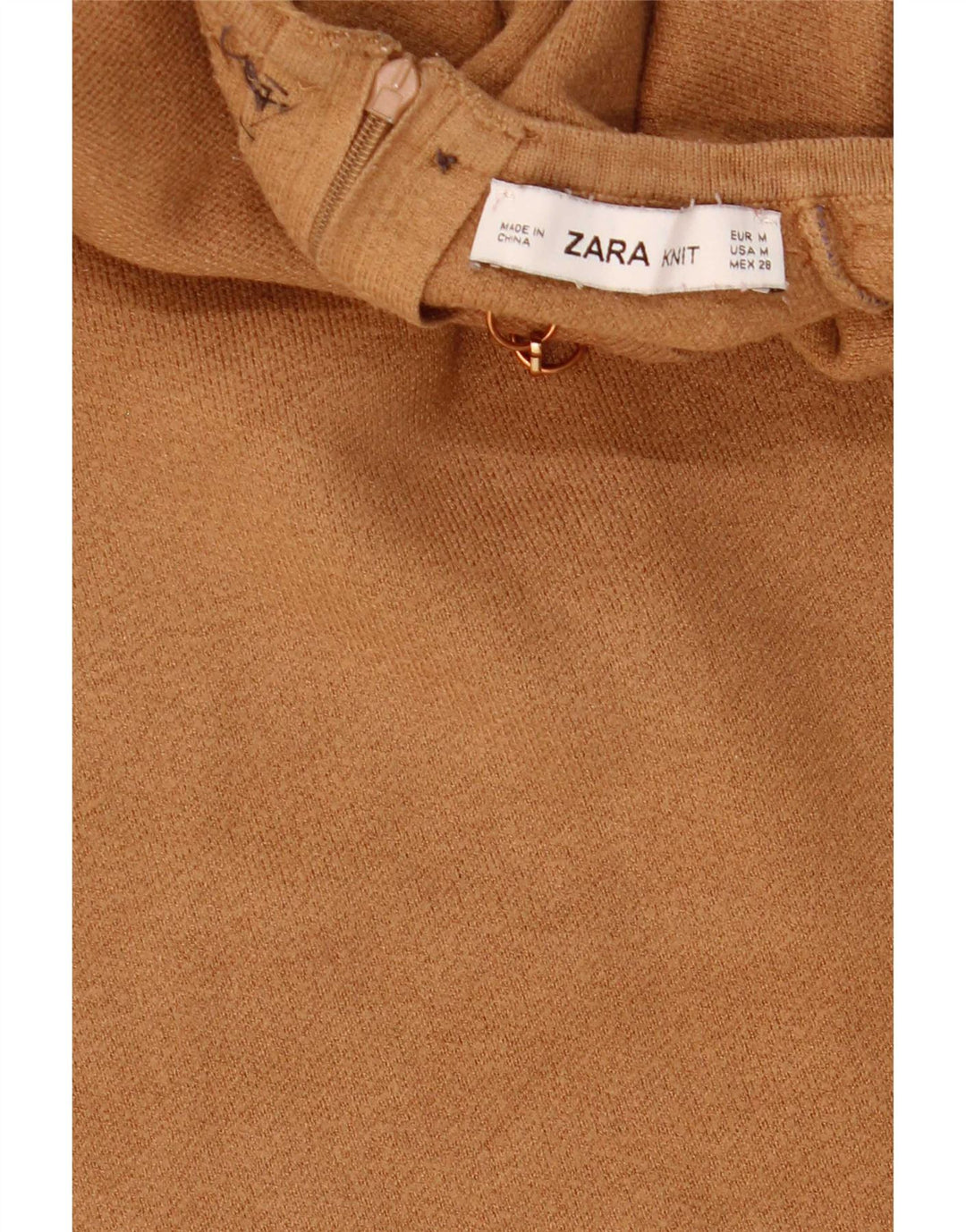 Женский укороченный топ с короткими рукавами Zara UK 12, средний коричневый цвет