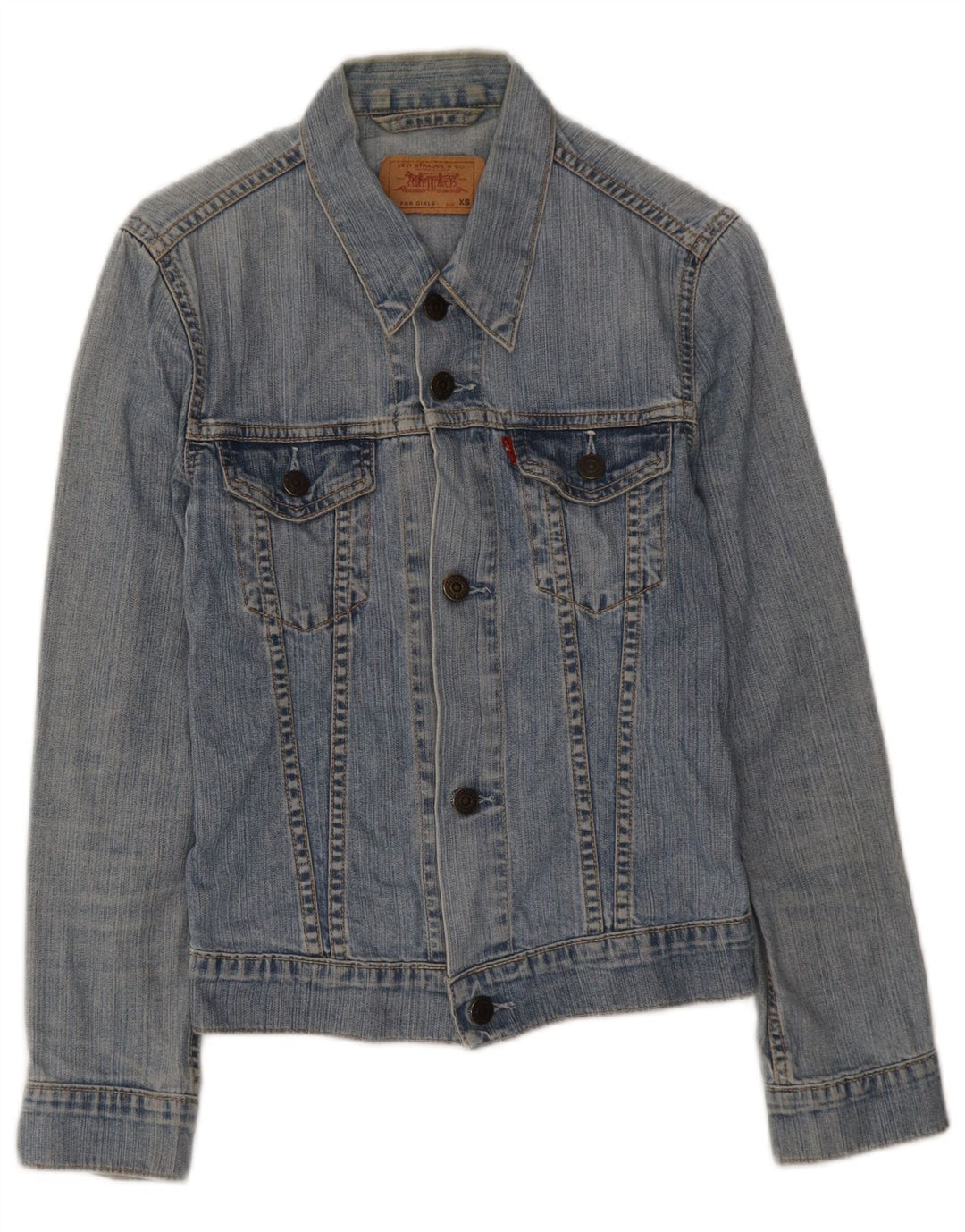 Джинсовая куртка Levi's для девочек 7-8 лет, XS, синяя, хлопок