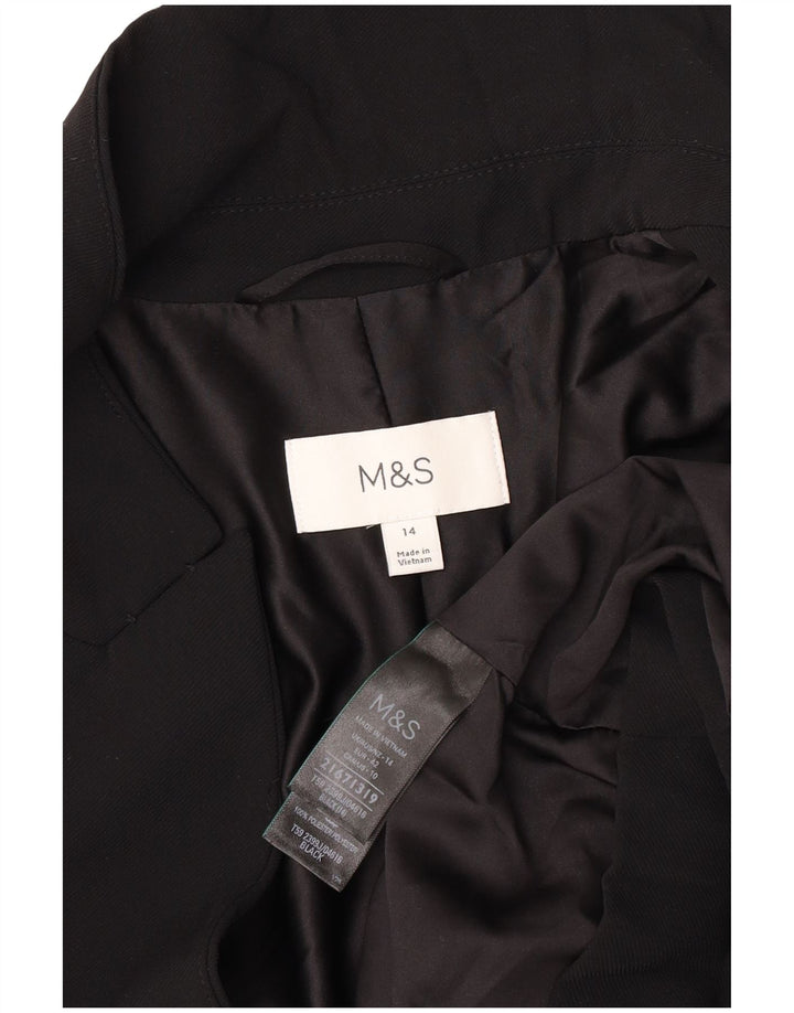Женский открытый пиджак Marks & Spencer UK 14, большой черный полиэстер