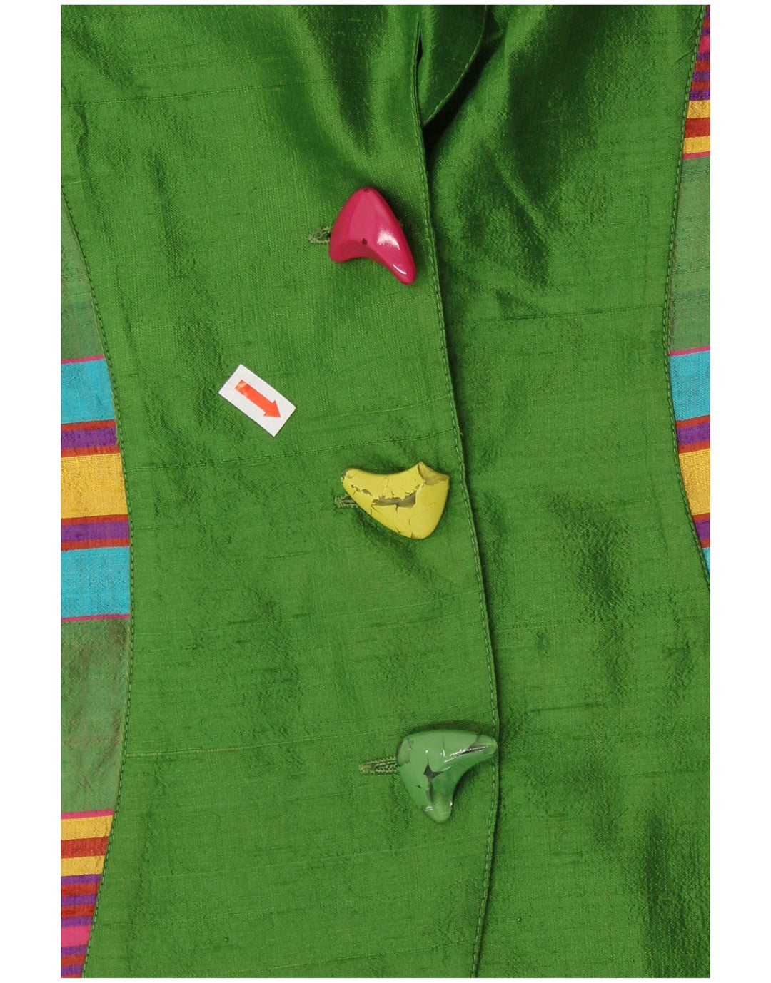 ВИНТАЖНЫЙ женский кардиган с короткими рукавами, Великобритания 12, средний зеленый в полоску, ретро