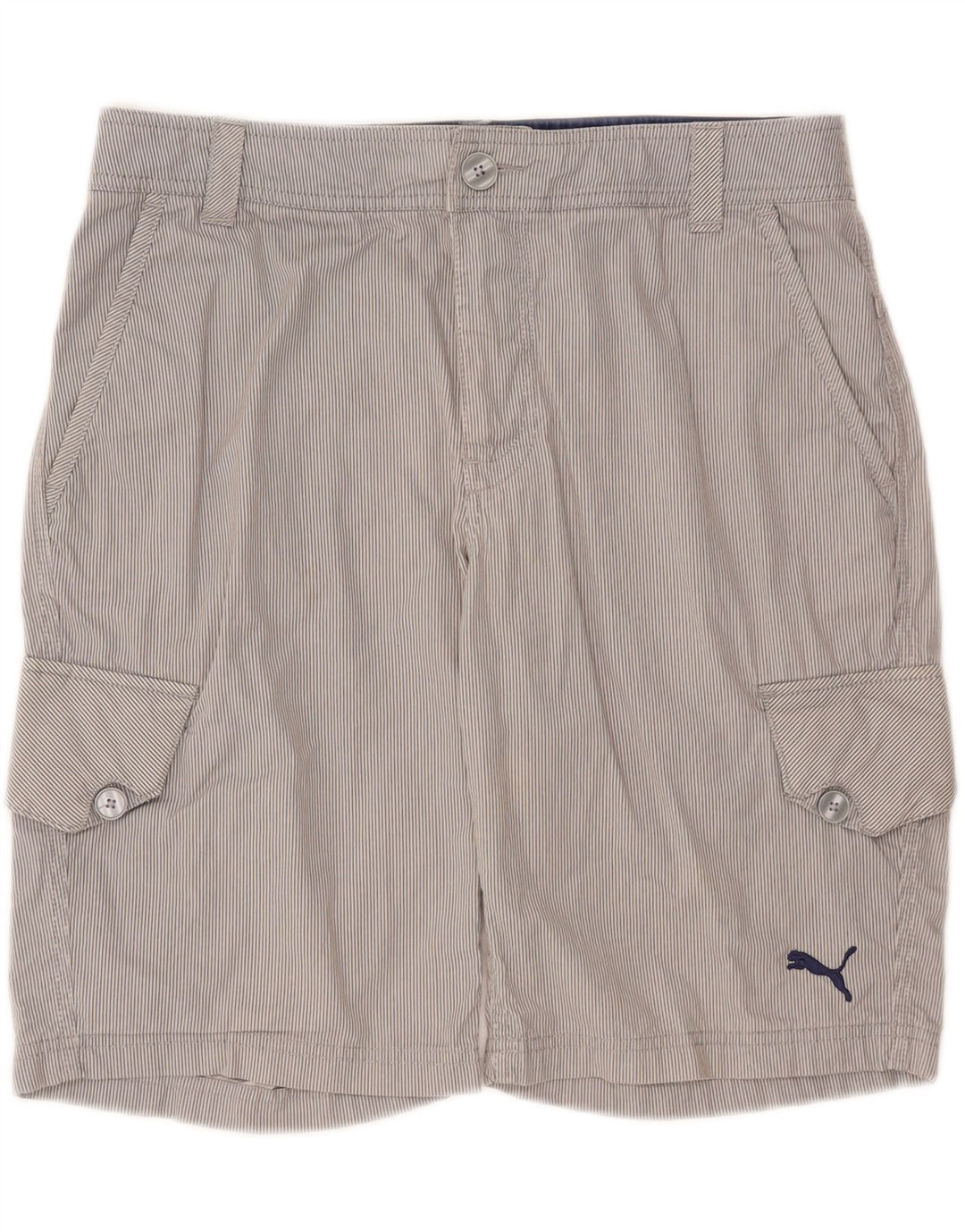 PUMA Mens Cargo Shorts W30 Medium Grey Pinstripe Cotton