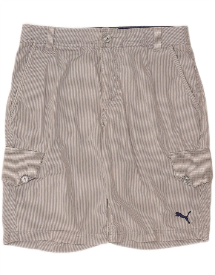 PUMA Mens Cargo Shorts W30 Medium Grey Pinstripe Cotton