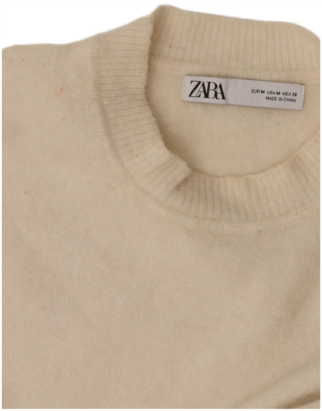 Женский свободный джемпер с круглым вырезом Zara UK 14, средний, белый цвет