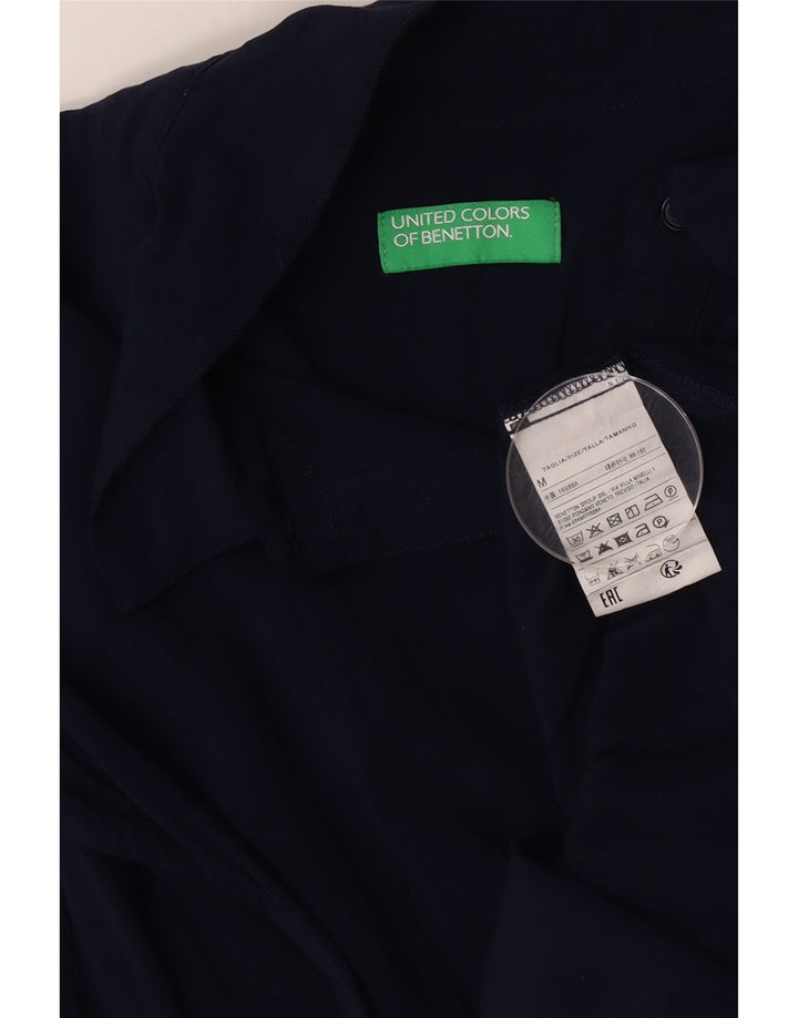 BENETTON Женская рубашка оверсайз с коротким рукавом UK 14 Medium Navy Blue