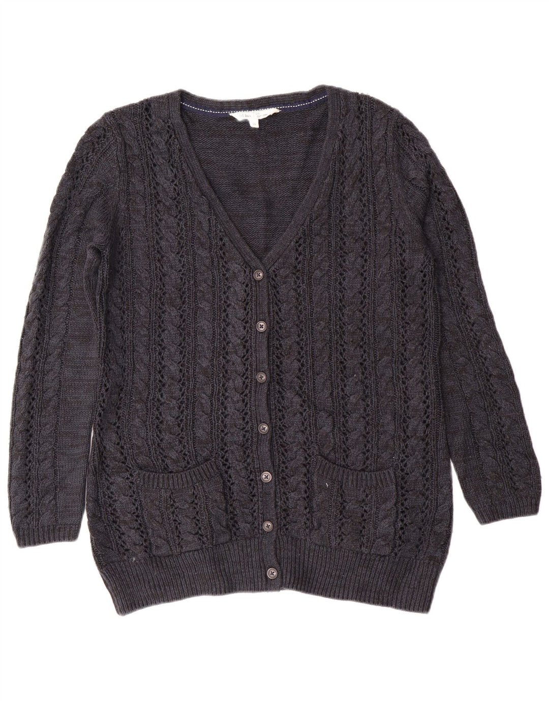 Женский кардиган Fat Face, Великобритания 14, большой темно-синий кашемировый классический свитер