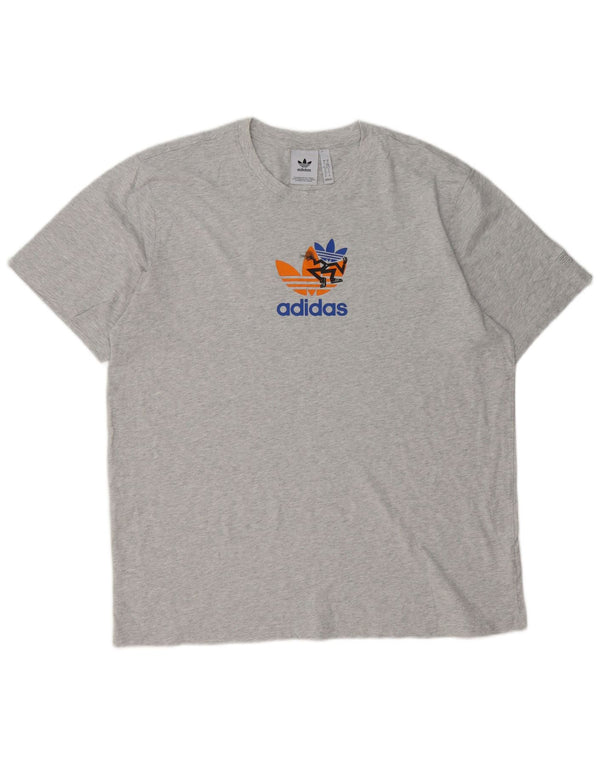Adidas Мужская футболка с рисунком Top XL Серый хлопок с крапинками