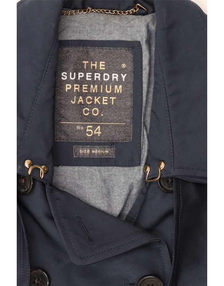 Женский тренч Superdry UK 12, средний темно-синий, полиэстер
