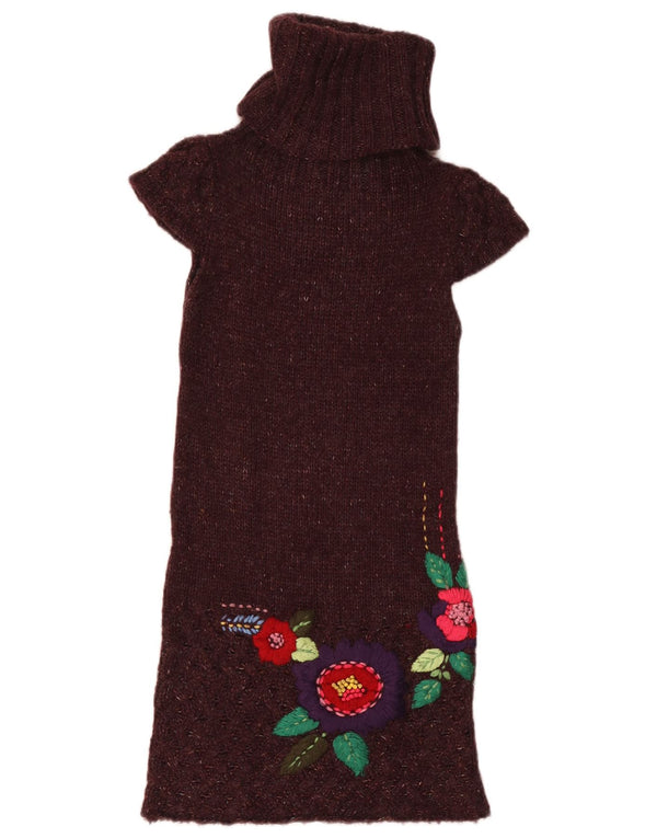 Женское платье-джемпер с рисунком Desigual UK 8, маленькое бордовое с цветочным принтом