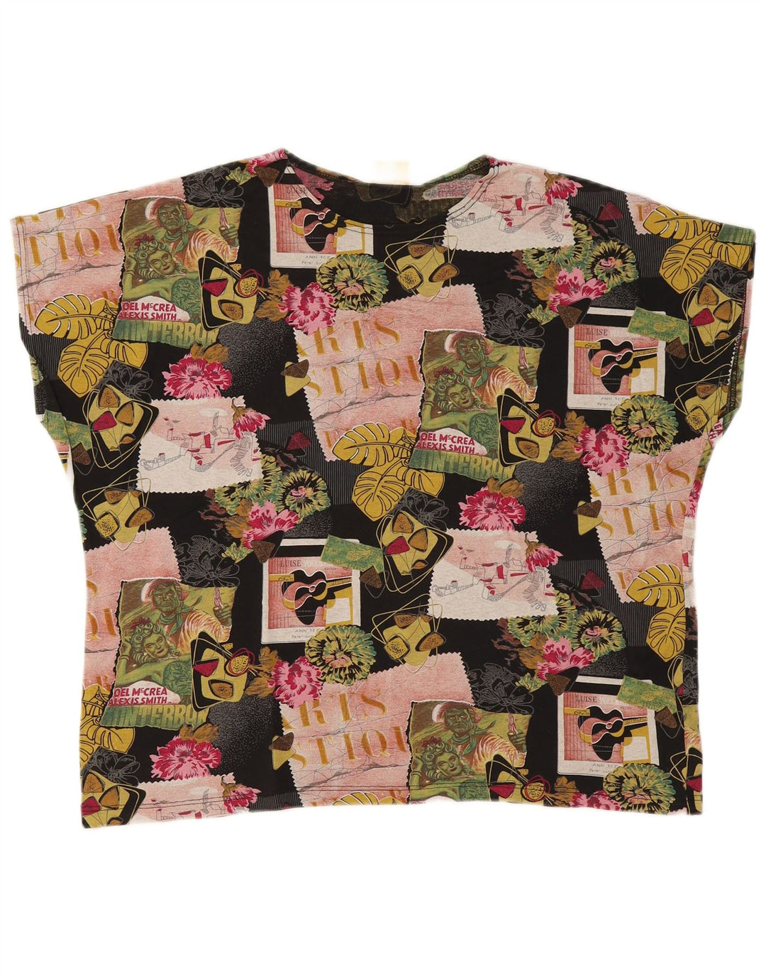 ВИНТАЖНАЯ женская футболка с рисунком, топ EU 46 XL, разноцветный хлопок