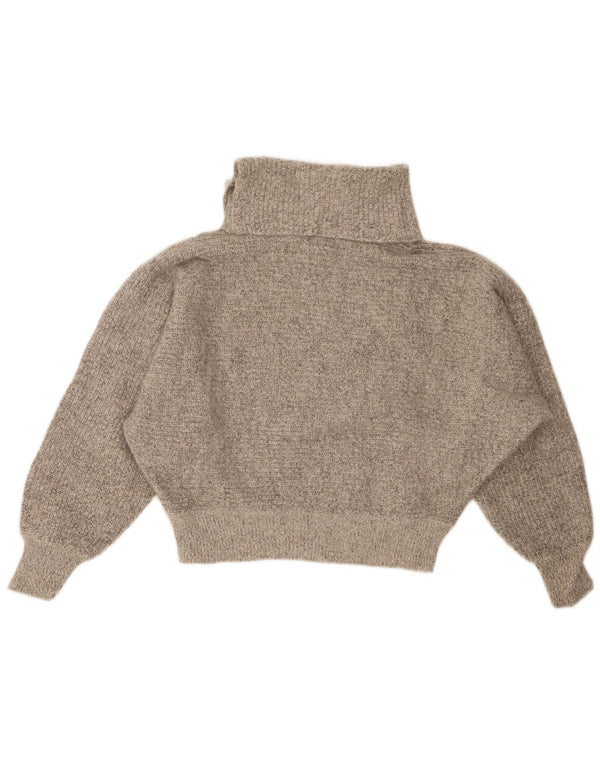 Женский укороченный джемпер с высоким воротником BAGARRY UK 14, большой серый в крапинку