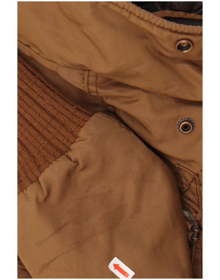 Женская парка KHUJO с капюшоном в стиле милитари, Великобритания 14, средний коричневый, полиэстер