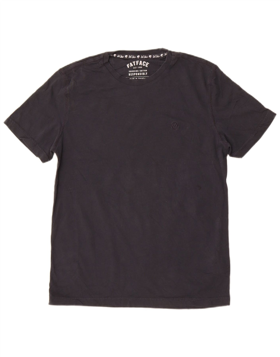 Мужская футболка Fat Face Top из хлопка среднего размера, черная
