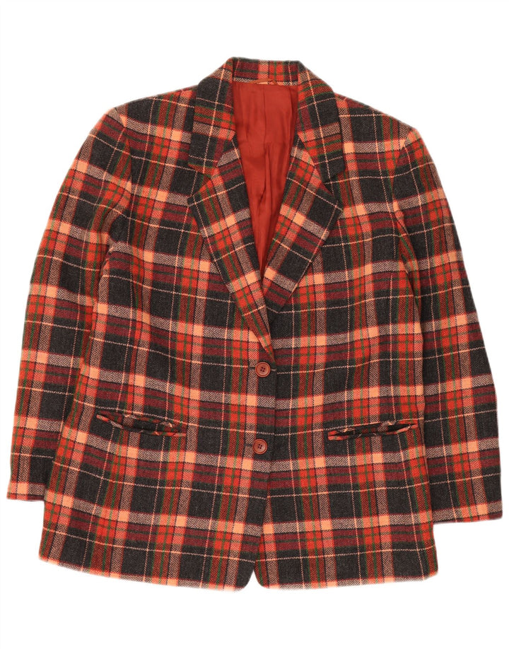 ВИНТАЖНЫЙ женский пиджак на 2 пуговицах IT 47, большая разноцветная клетка