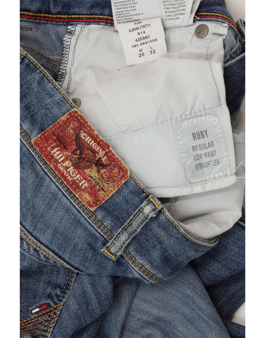 Tommy Hilfiger Женские рубиновые прямые джинсы с низкой талией W29 L32 Синий хлопок