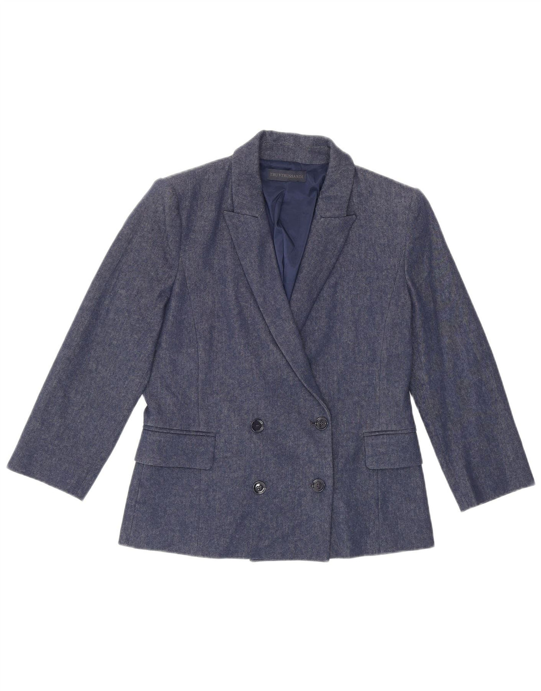 Trussardi Женский двубортный пиджак с рукавом 3/4 IT 42 Средний синий