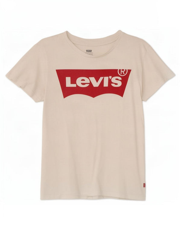 Женская футболка с рисунком Levi's Top UK 10, маленькая, белый хлопок