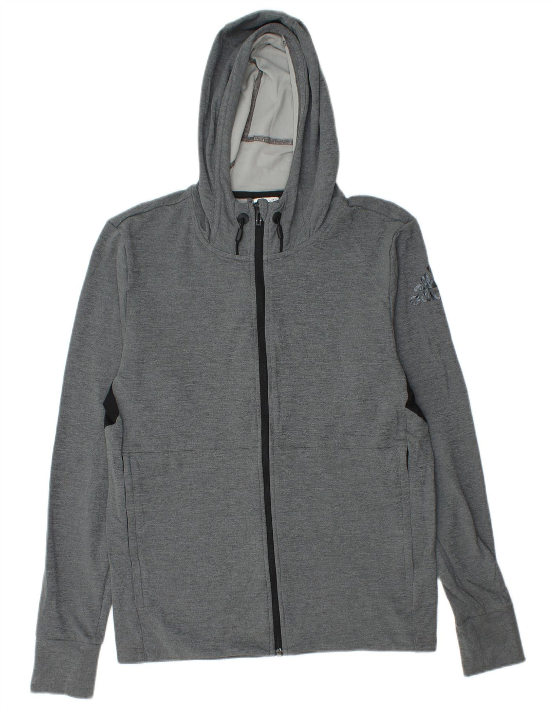 Мужской свитер с капюшоном и молнией ADIDAS Climacool, маленький серый, с цветными блоками