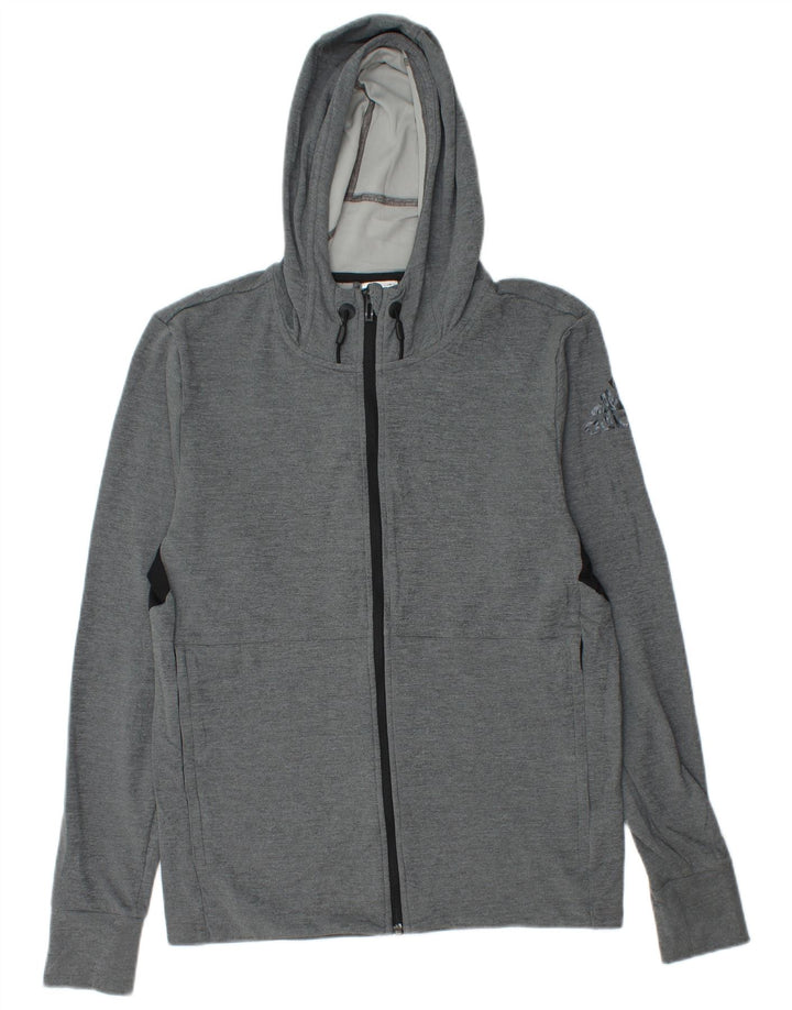 Мужской свитер с капюшоном и молнией ADIDAS Climacool, маленький серый, с цветными блоками