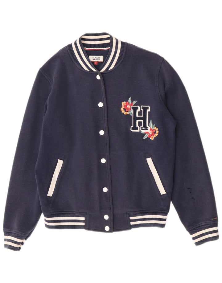 Tommy Hilfiger Женская университетская куртка оверсайз UK 10, маленькая, темно-синяя