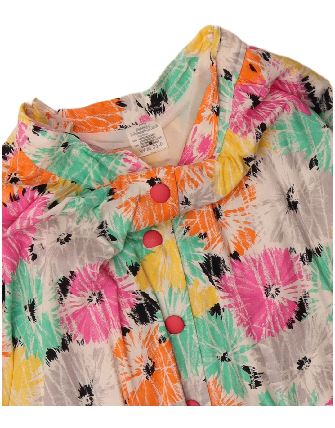 Винтажная женская юбка-трапеция EU 40, средний размер W30, разноцветный хлопок с цветочным принтом