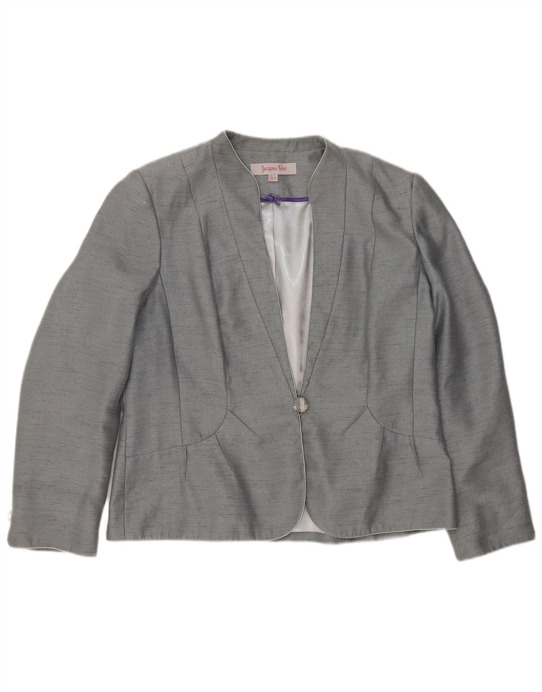 JAQUES VERT Womens 1 Button Blazer Jacket UK 16 Large Grey Flecked Viscose
