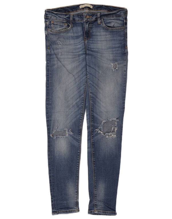 Женские потертые джинсы скинни Zara EU 38, маленькие W28 L29, синие