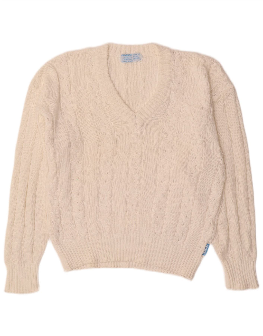 CARRERA Мужской джемпер с v-образным вырезом, маленький белый хлопковый свитер