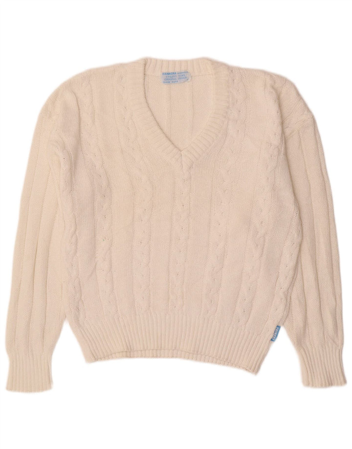 CARRERA Мужской джемпер с v-образным вырезом, маленький белый хлопковый свитер