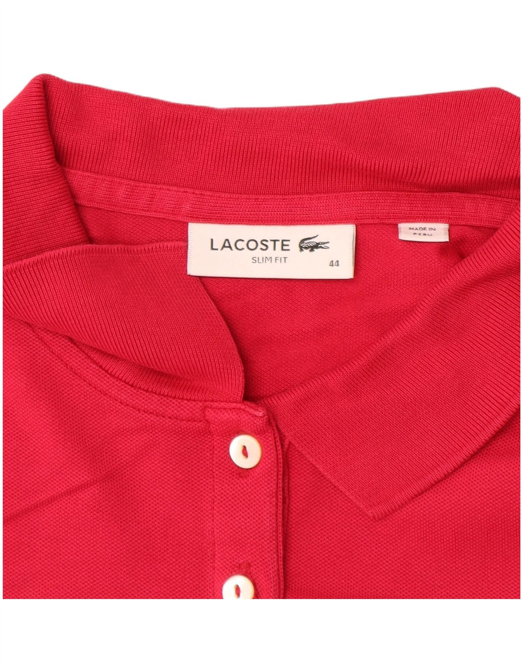 LACOSTE Женская рубашка поло приталенного кроя с длинным рукавом, размер 44, большая розовая, хлопок