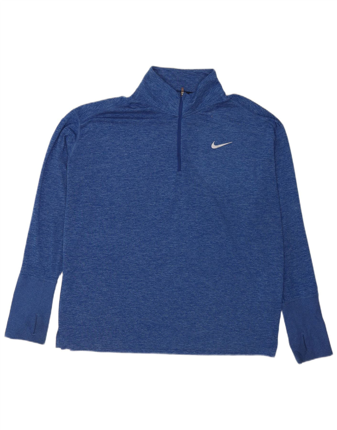 Мужской топ для бега Nike с воротником на молнии и длинным рукавом XL, синий полиэстер с крапинками
