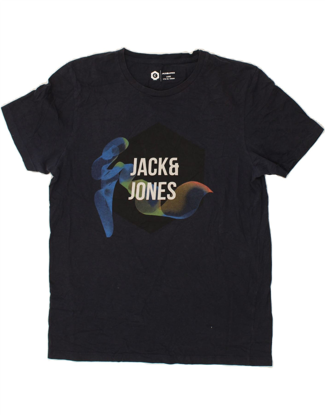 JACK & JONES Mens Graphic T-Shirt Top XL Navy Blue Vintage Jack & Jones and Second-Hand Jack & Jones from Messina Hembry 