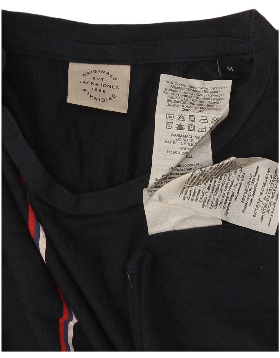 Мужская футболка Jack & Jones из хлопка среднего размера, темно-синяя полоска