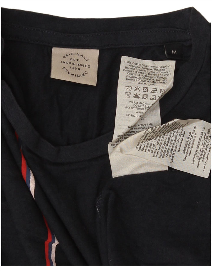 Мужская футболка Jack & Jones из хлопка среднего размера, темно-синяя полоска