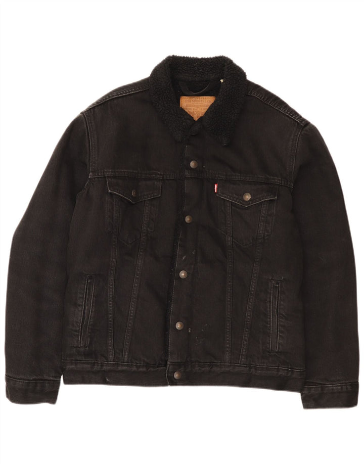 Мужская джинсовая куртка шерпа Levi's UK 38, средний черный хлопок