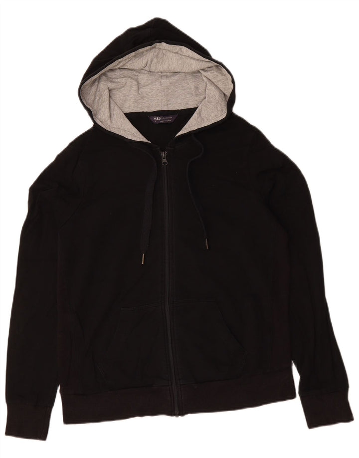 Женский свитер с капюшоном на молнии MARKS & SPENCER UK 14, большой черный хлопок