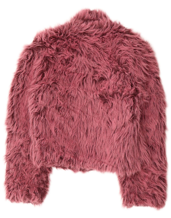 Винтажное женское болеро из искусственного меха UK 14, большой розовый модакрил