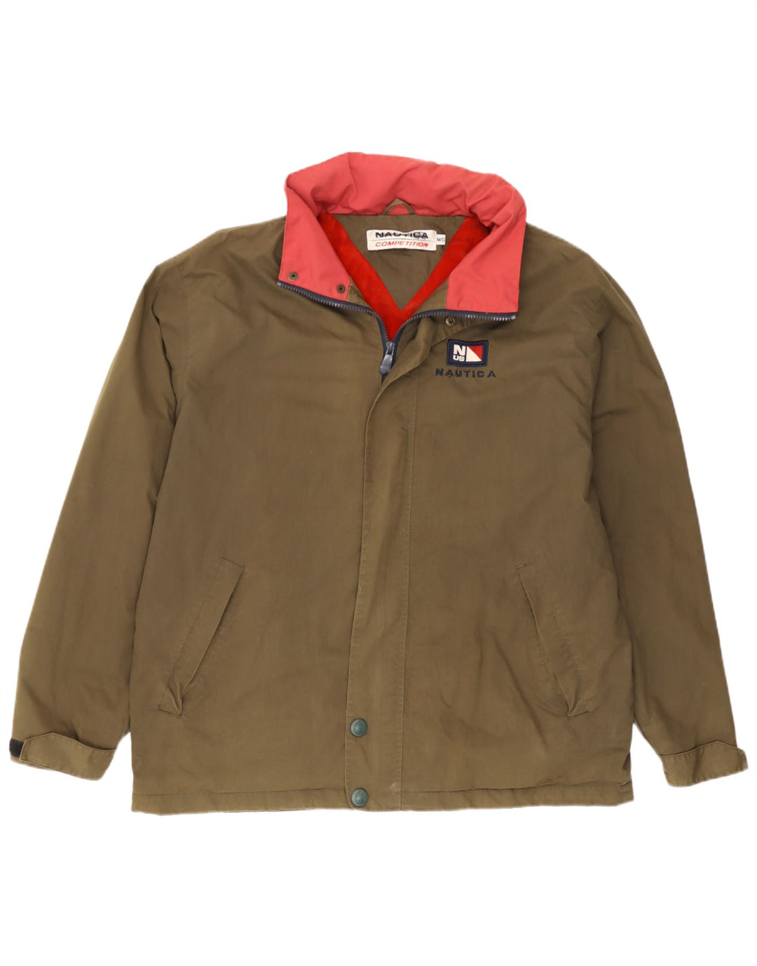 Мужская дождевик с капюшоном Nautica UK 38, средний цвет хаки, полиэстер