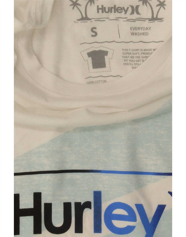 Мужская футболка с рисунком Hurley, маленький белый хлопок