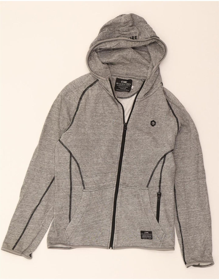JACK & JONES Mens Zip Hoodie Sweater Small Grey Cotton Vintage Jack & Jones and Second-Hand Jack & Jones from Messina Hembry 