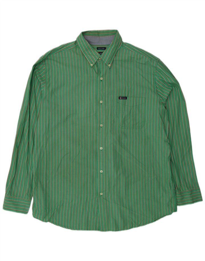 Мужская рубашка Chaps Easy Care XL из хлопка в зеленую полоску