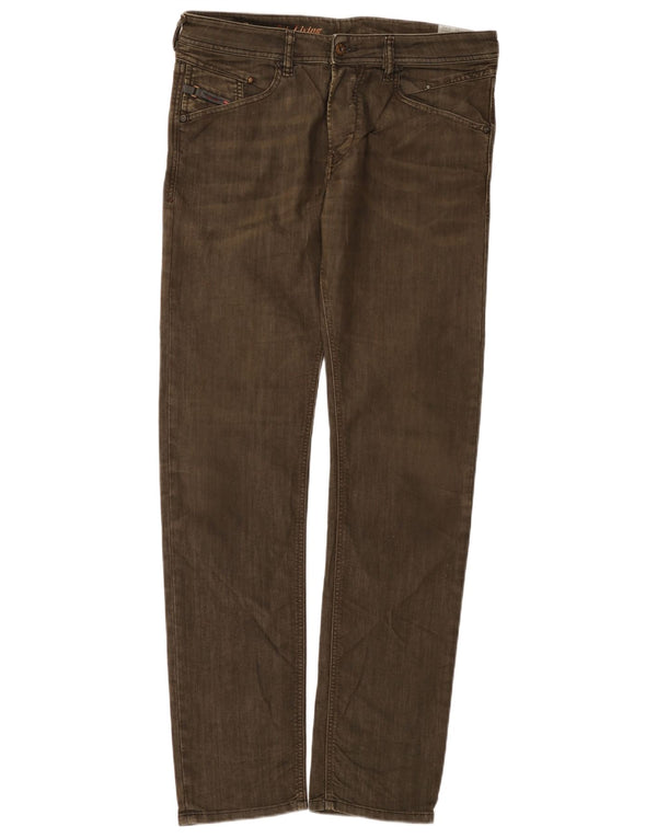 Мужские зауженные джинсы с поясом Diesel Regular Fit W32 L34, хлопок цвета хаки