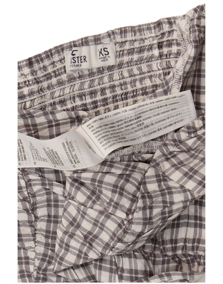 HOLLISTER Женский укороченный топ UK 4 XS Серый вискоза в клетку