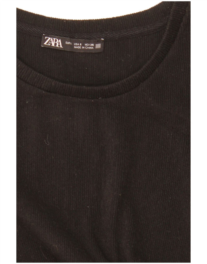 Женская укороченная блузка большого размера с длинными рукавами Zara UK 10, маленькая черная