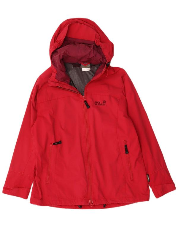 Женская дождевик с капюшоном Jack Wolfskin UK 16, большой красный полиамид