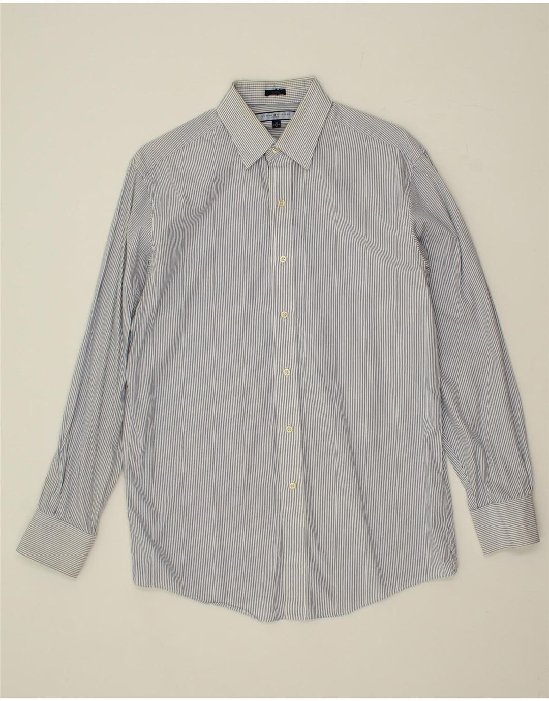 TOMMY HILFIGER Mens Shirt Size 15 Medium Blue Striped Cotton Vintage Tommy Hilfiger and Second-Hand Tommy Hilfiger from Messina Hembry 