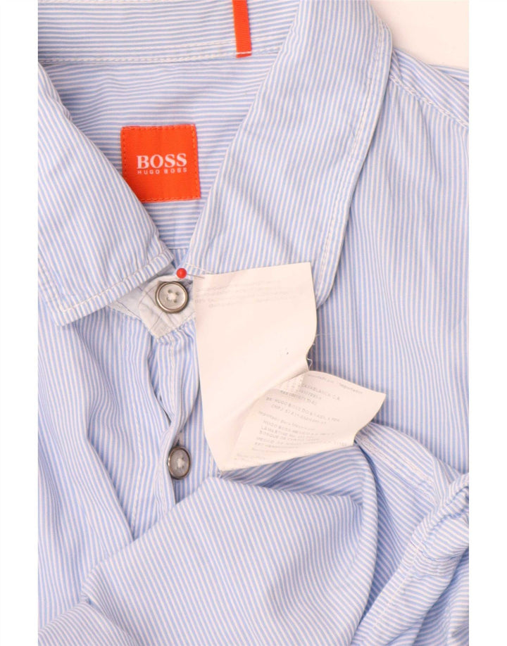 Мужская рубашка Hugo Boss, большая синяя хлопковая полоска