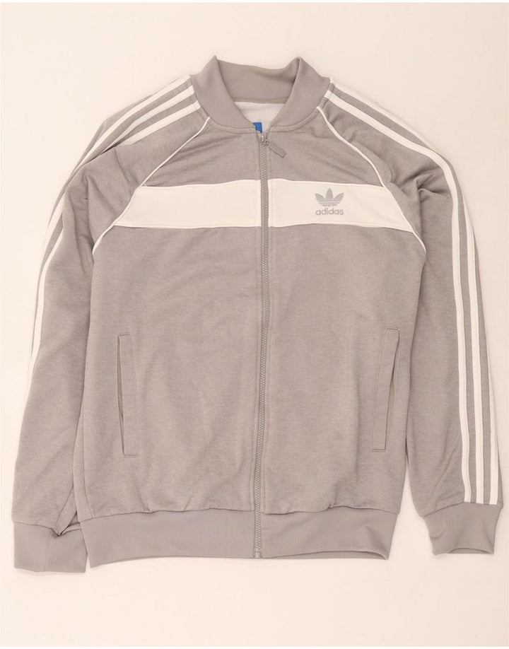 Мужской спортивный костюм Adidas, верхняя куртка, большой серый полиэстер с цветными блоками