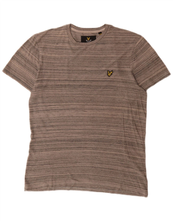 Мужская футболка Lyle & Scott Top из хлопка среднего серого цвета в тонкую полоску