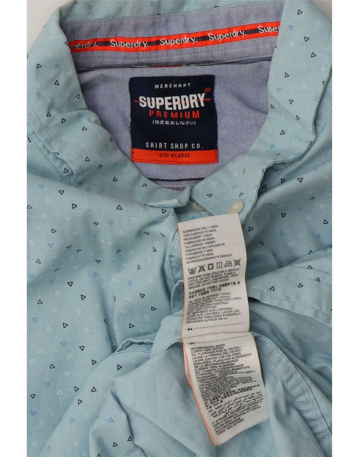 Мужская рубашка Superdry XL, синяя, хлопковая с геометрическим рисунком