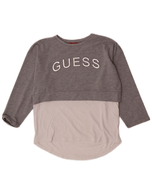 Женский топ с рисунком Guess, рукав 3/4, UK 10, маленький серый цвет